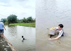 Nam sinh Ninh Bình cứu 2 em nhỏ chới với dưới sông: 'Em không biết bơi'